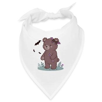 Nachtbär mit Schlüsselanhänger und Schleifen - Bandana - Weiß - Vorne