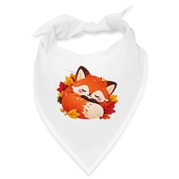 Ruhevoller Herbstfuchs im Laub - Bandana - Weiß - Vorne