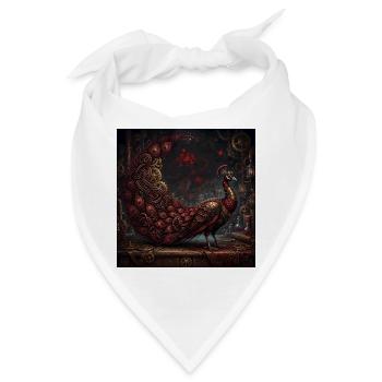 Crimson Steampunk Pfau - Bandana - Weiß - Vorne