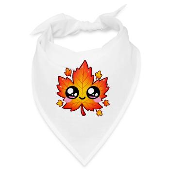 Kawaii Lächelndes Ahornblatt - Bandana - Weiß - Vorne
