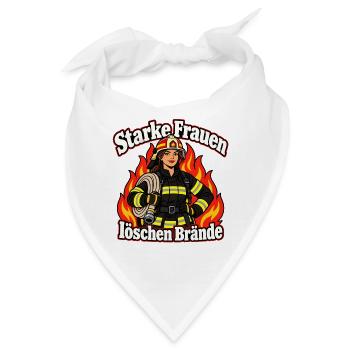 Starke Frauen löschen Brände – Feuerwehrfrau - Bandana - Weiß - Vorne