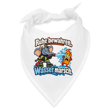 Feuerwehr-Elefant – Ruhe bewahren, Wasser marsch - Bandana - Weiß - Vorne