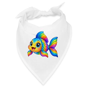 Kawaii Mehrfarbiger Fisch - Bandana - Weiß - Vorne