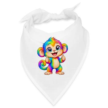 Kawaii Mehrfarbiger Regenbogenaffe - Bandana - Weiß - Vorne