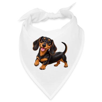 Lächelnder Dackel Cartoon - Bandana - Weiß - Vorne