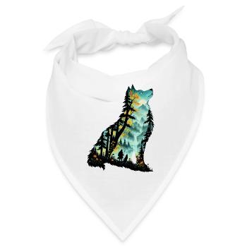 Waldwolf im Mondlicht - Bandana - Weiß - Vorne