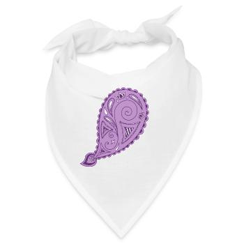 Lila Paisley-Tropfenmuster - Bandana - Weiß - Vorne