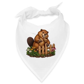 Biber baut einen Gartenzaun - Bandana - Weiß - Vorne