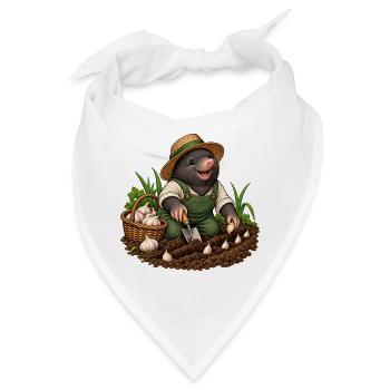 Maulwurf pflanzt Knoblauch - Bandana - Weiß - Vorne