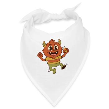 Cartoon-Monster mit Hörnern, das einen Candy Corn hält - Bandana - Weiß - Vorne