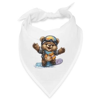 Snowboardbär im Winter - Bandana - Weiß - Vorne