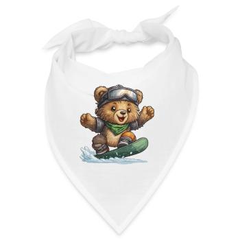 Bär auf Snowboard – Abenteuerzeit - Bandana - Weiß - Vorne