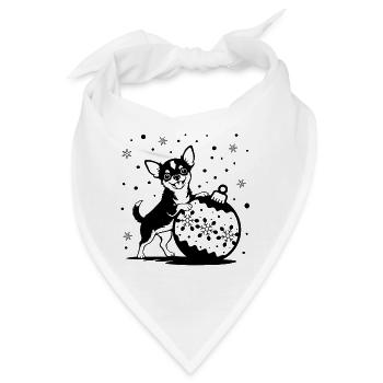 Süßer Weihnachts-Chihuahua mit Kugel - Bandana - Weiß - Vorne