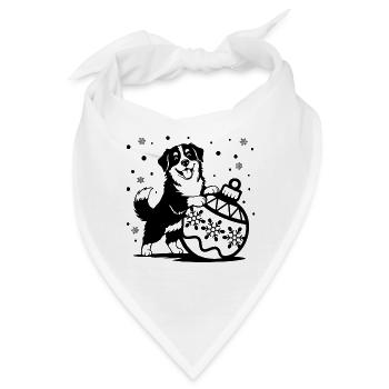 Süßer Berner Sennenhund mit Weihnachtskugel - Bandana - Weiß - Vorne