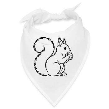 Eichhörnchen mit Eichel – Wald Natur - Bandana - Weiß - Vorne