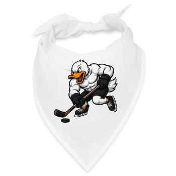 Coole Ente Eishockeyspieler Cartoon - Bandana - Weiß - Vorne