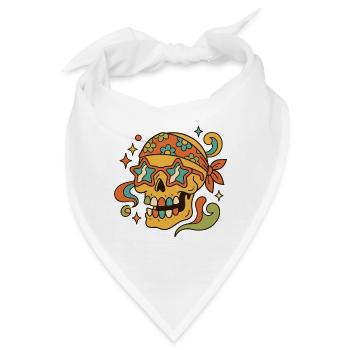 Grooviger Schädel mit Bandana und Sternsonnenbrille - Bandana - Weiß - Vorne