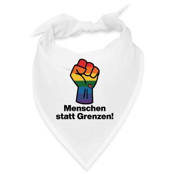 MENSCHEN STATT GRENZEN. BOTSCHAFT GEGEN RECHTS - Bandana - Weiß - Vorne