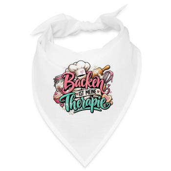Backen ist meine Therapie – Backliebe Geschenk  - Bandana - Weiß - Vorne
