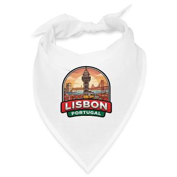 Lissabon Portugal Reiseabzeichen Belem Turm Geschenk - Bandana - Weiß - Vorne