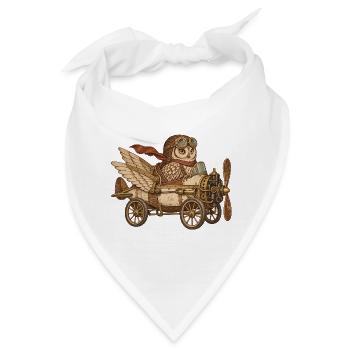 Steampunk Eulenflugmaschine - Bandana - Weiß - Vorne