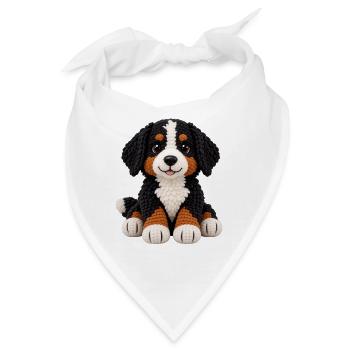 gehäkeltes Kuscheltier Berner Sennenhund Amigurmi - Bandana - Weiß - Vorne