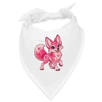 Kawaii Pink Coyote - Bandana - Weiß - Vorne