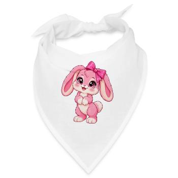 Kawaii-Pinkkiefer mit großem Bogen - Bandana - Weiß - Vorne