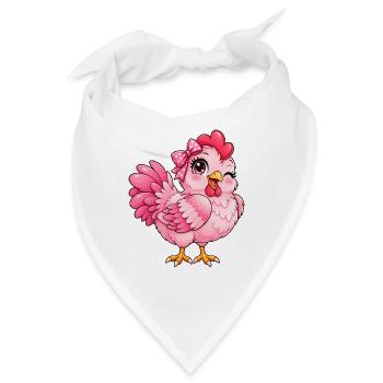 Kawaii Pink Hen - Bandana - Weiß - Vorne