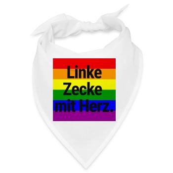 LINKE ZECKE MIT HERZ BUNTES STATEMENT GEGEN RECHTS - Bandana - Weiß - Vorne