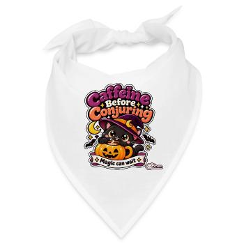 Halloween – Koffein vor dem Beschwören – Hexenkatze - Bandana - Weiß - Vorne