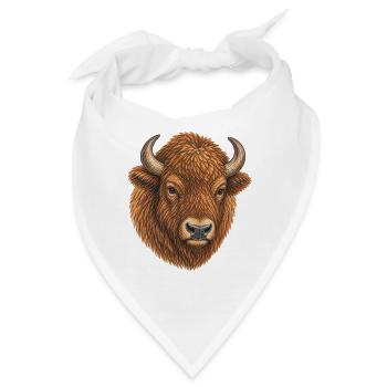 Europäischer Bisonkopf - Bandana - Weiß - Vorne