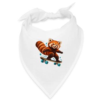 Skateboardender Red Panda - Bandana - Weiß - Vorne