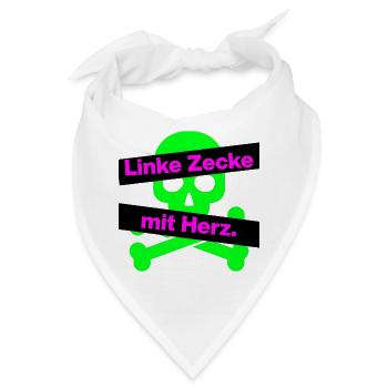 LINKE ZECKE MIT HERZ, ANTIFASCHISMUS, GEGEN RECHTS - Bandana - Weiß - Vorne
