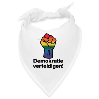DEMOKRATIE VERTEIDIGEN REGENBOGEN STATEMENT, NOAFD - Bandana - Weiß - Vorne