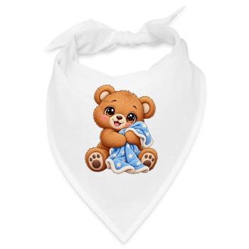 Teddybär mit Kawaii-Decke - Bandana - Weiß - Vorne