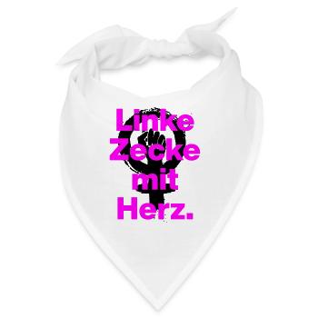 LINKE ZECKE MIT HERZ, ANTIFASCHISMUS, GEGEN RECHTS - Bandana - Weiß - Vorne