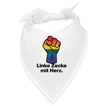 LINKE ZECKE MIT HERZ, ANTIFASCHISMUS, GEGEN RECHTS - Bandana - Weiß - Vorne
