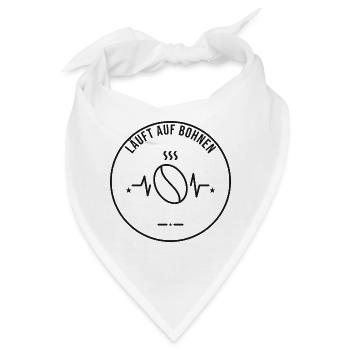 Läuft auf Bohnen – Kaffeebohne Herzschlag - Bandana - Weiß - Vorne