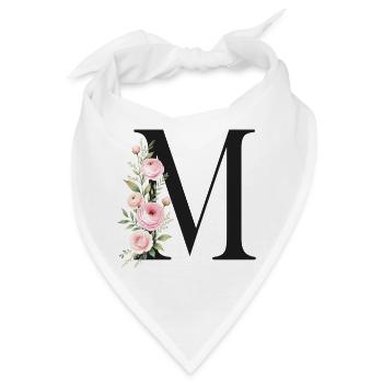 M Buchstabe Monogram Floral - Bandana - Weiß - Vorne