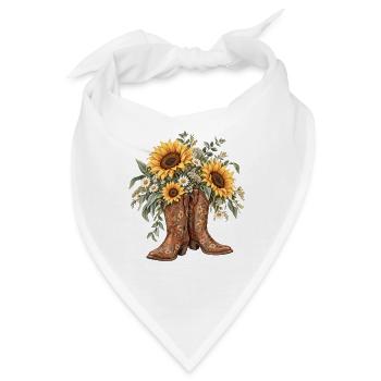 Cowboystiefel mit Sonnenblumen - Bandana - Weiß - Vorne
