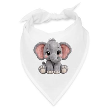 Kuscheltier Elefant Amigurumi Grau - Bandana - Weiß - Vorne