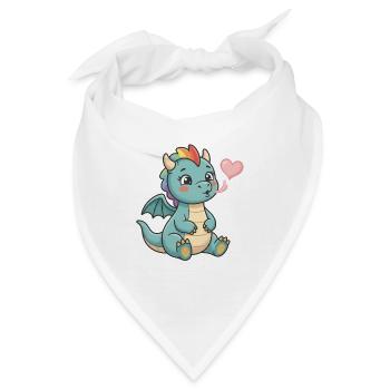 Kuscheliger Regenbogen-Drache Herz - Bandana - Weiß - Vorne