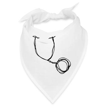 Stethoskop handgezeichnet - Bandana - Weiß - Vorne