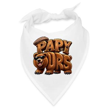 Papa Bear Wood stilisiert - Bandana - Weiß - Vorne