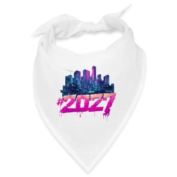 Cyberpunk Skyline 2027 Neon Graffiti - Bandana - Weiß - Vorne