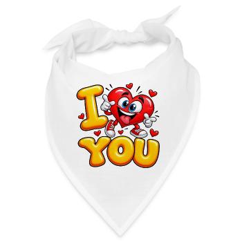 I Love You Cute Heart – lustiger romantischer Cartoon - Bandana - Weiß - Vorne