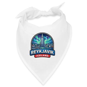 Reykjavik Island Reiseabzeichen Aurora Church Geschenk - Bandana - Weiß - Vorne
