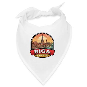Riga Lettland Reiseabzeichen Haus der Schwarzkopf-Geschenk - Bandana - Weiß - Vorne