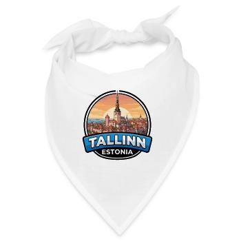 Tallinn Estland Reiseabzeichen Mittelalterliche Türme Geschenk - Bandana - Weiß - Vorne